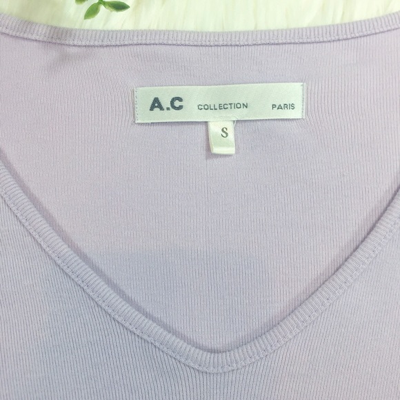 Vneck Lavender Basic Tee AC Collection Paris - Picture 3 of 8